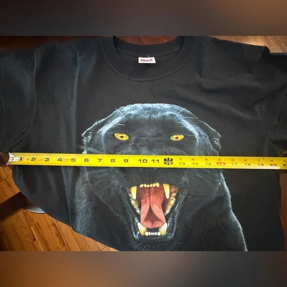Anvil Human-i-Tees Vintage Growling Black Panther Cotton Short Sleeve Tee Shirt - Picture 7 of 9